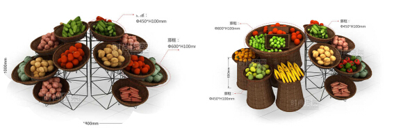 超市貨架_果蔬促銷(xiāo)筐